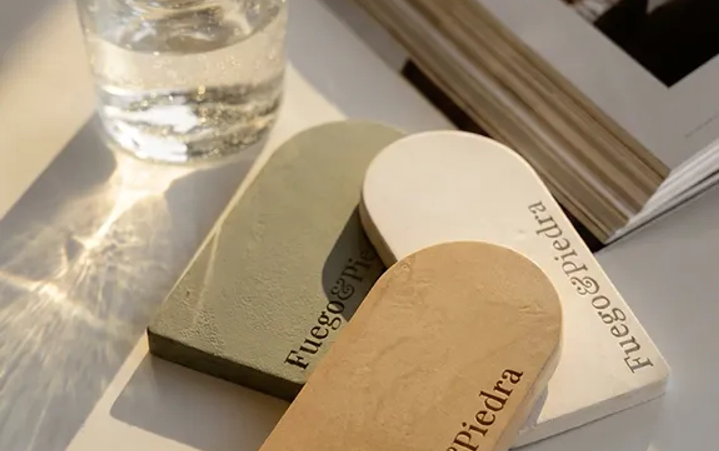 Microcement finish samples in several colours