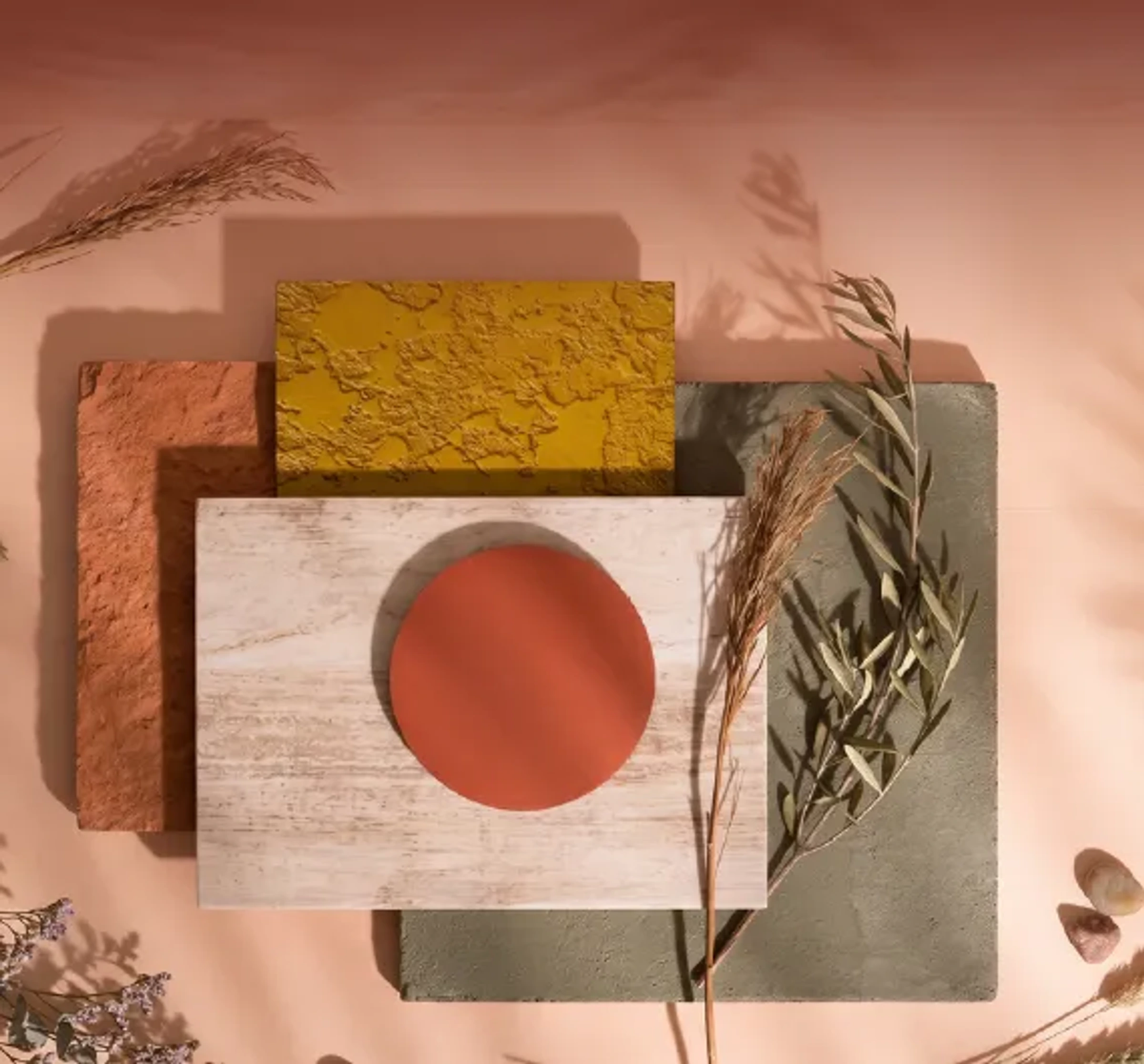 Collage of material finishes and textures