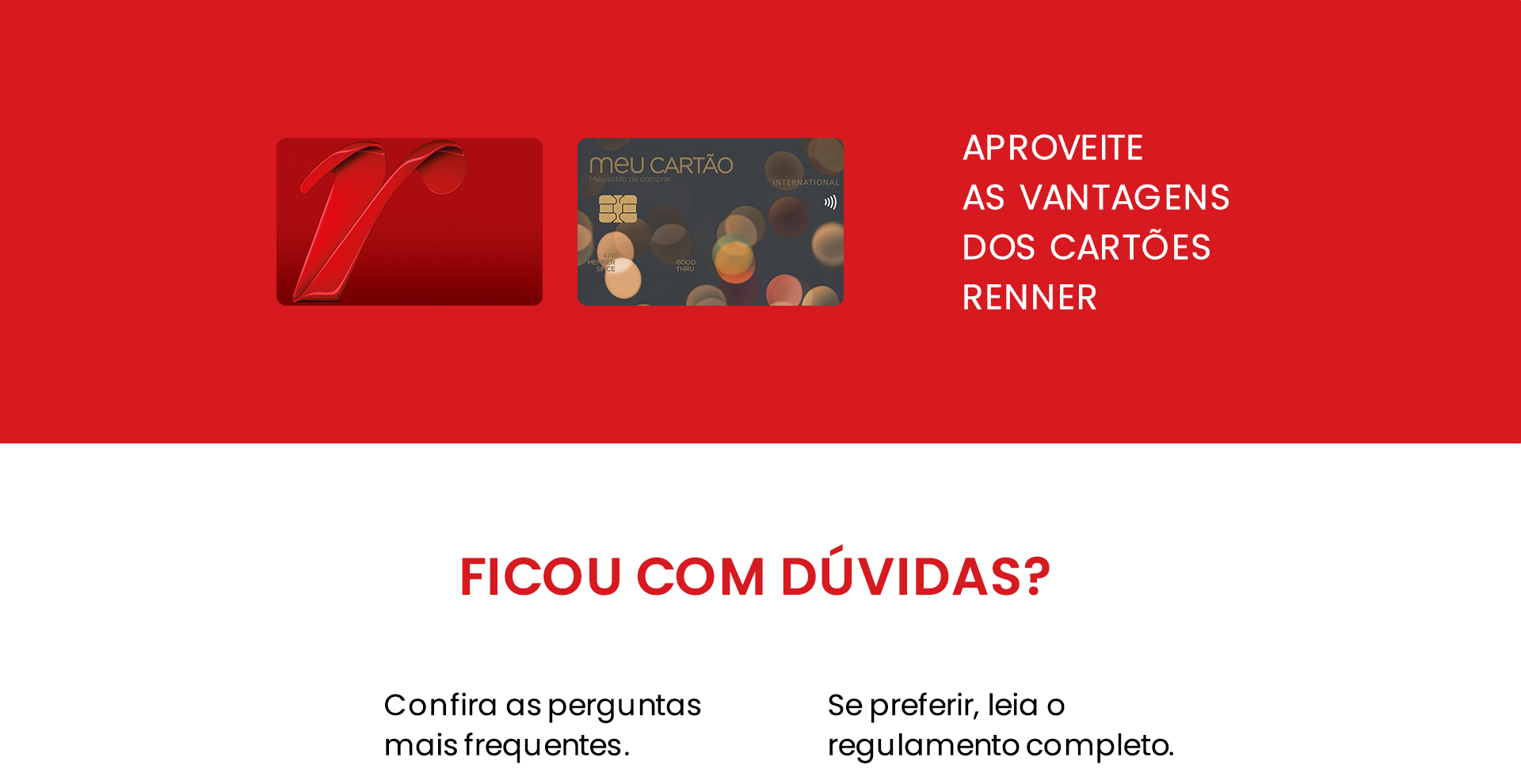 Aproveite as vantagens dos Cartoes Renner